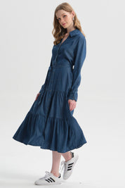 Vestido Mujer Boho Azul Oscuro