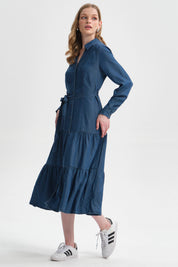 Vestido Mujer Boho Azul Oscuro