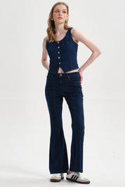 Peto Mujer Botones Azul Oscuro