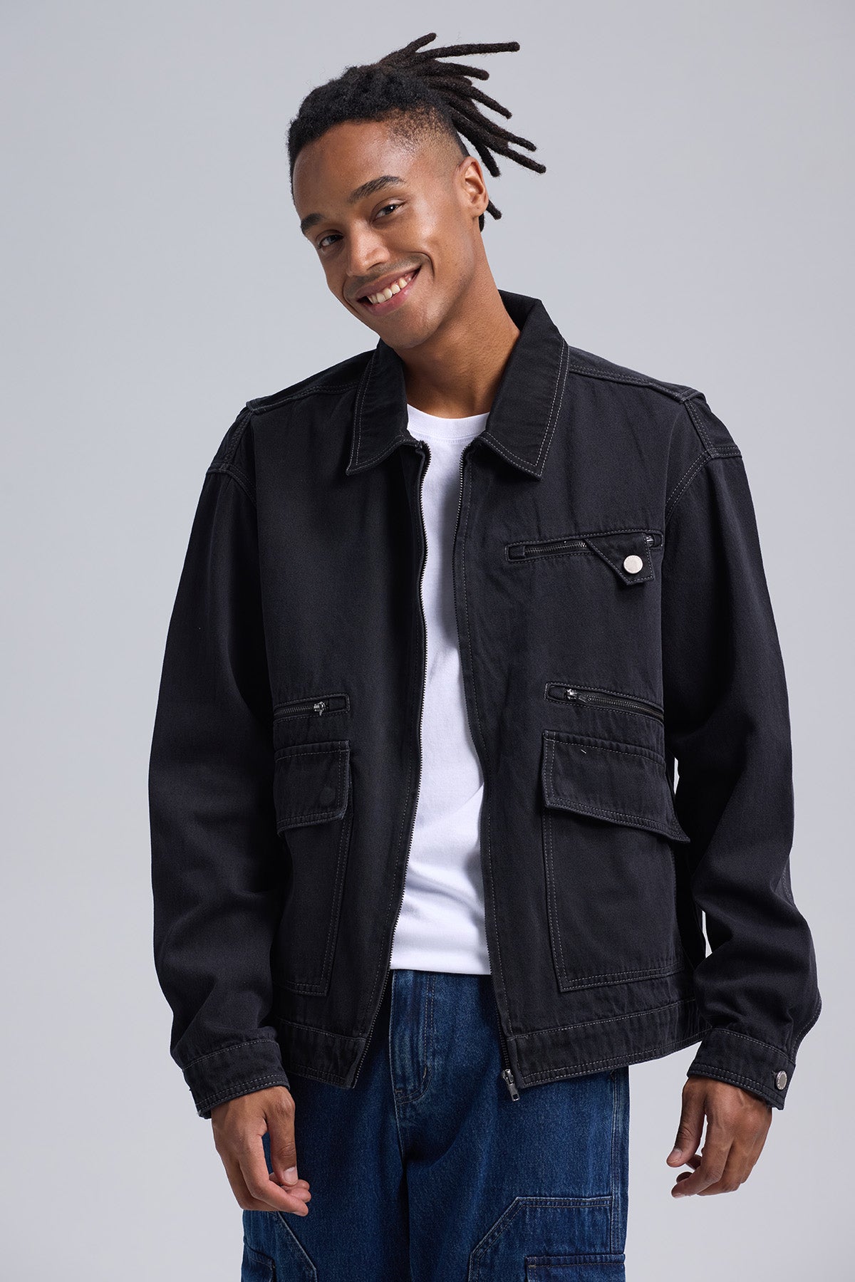 Denim Chaqueta De Mezclilla Fashion Park Chaqueta Hombre Denim Gris