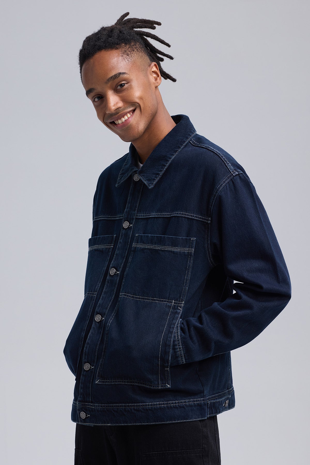 Chaqueta Hombre Denim Azul Indigo