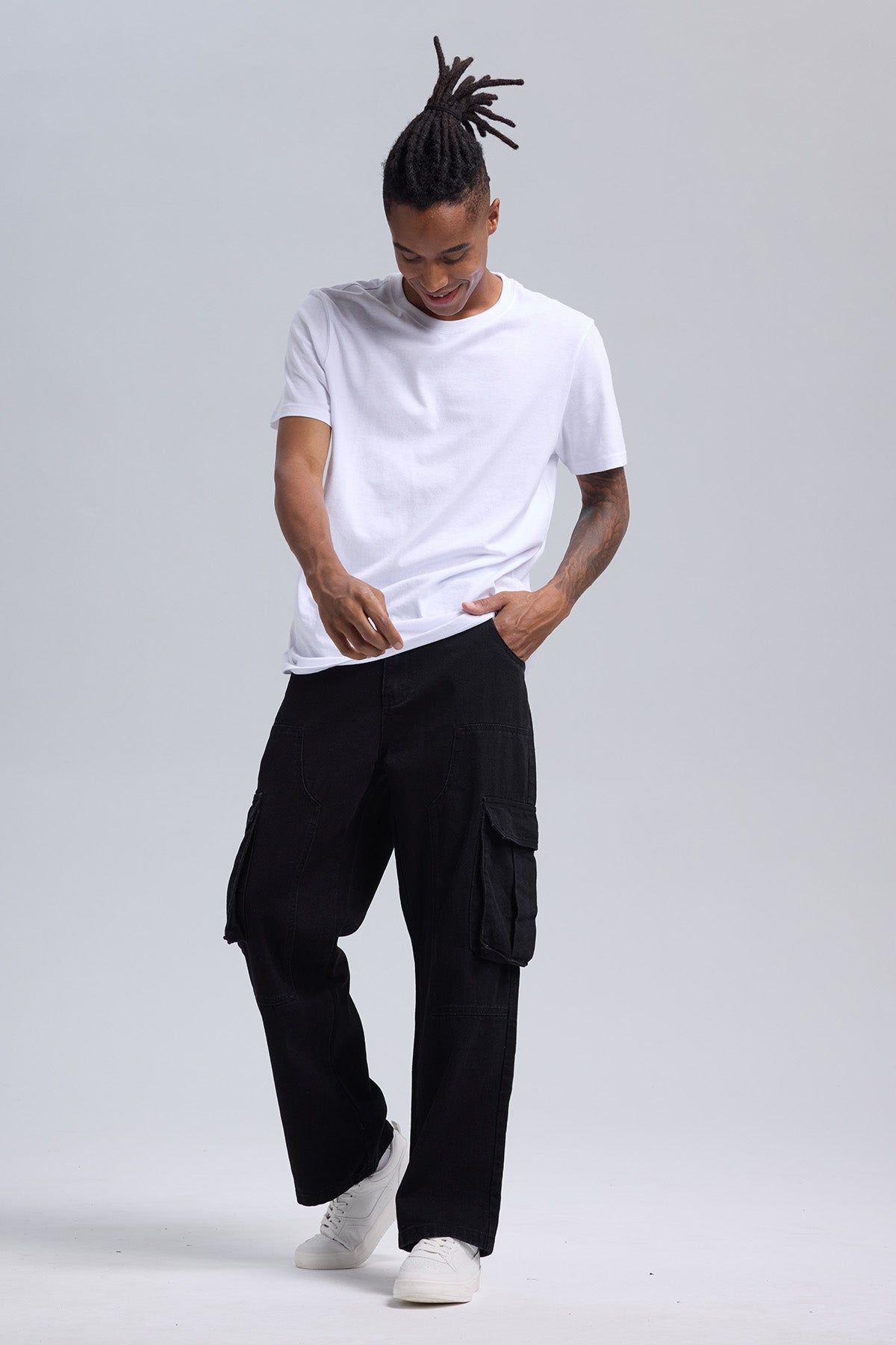 Jeans Hombre Cargo Baggy Negro