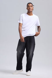 Jeans Hombre Recto Costura Negro