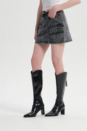 Falda Mujer Cargo Lavado Negro