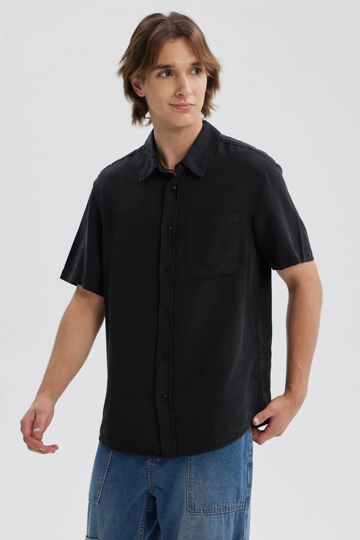 Camisa Hombre Lyocell Negro