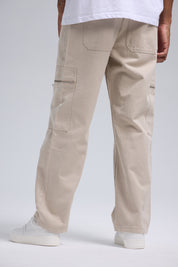 Jeans Hombre Cargo Con Cierre Beige