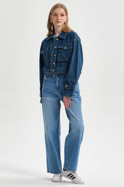 Jeans Mujer Ajuste Cintura Azul Claro