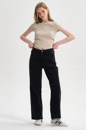 Jeans Mujer Ajuste Cintura Negro