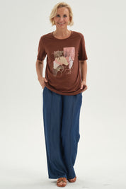 Polera Mujer Print Posicional Café