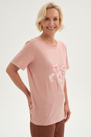 Polera Mujer Print Posicional Palo Rosa