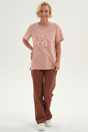 Polera Mujer Print Posicional Palo Rosa