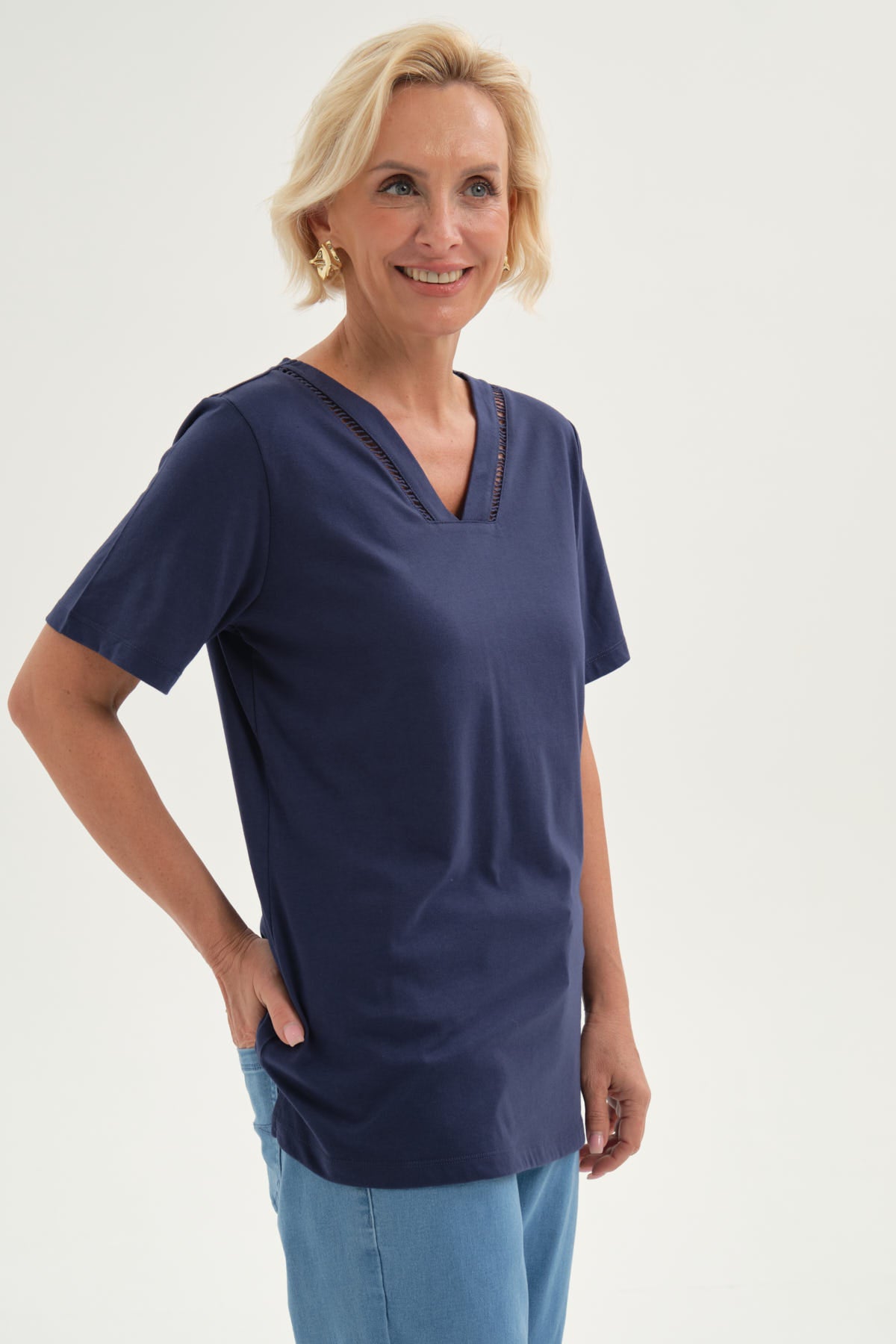 Polera Mujer Lisa Azul