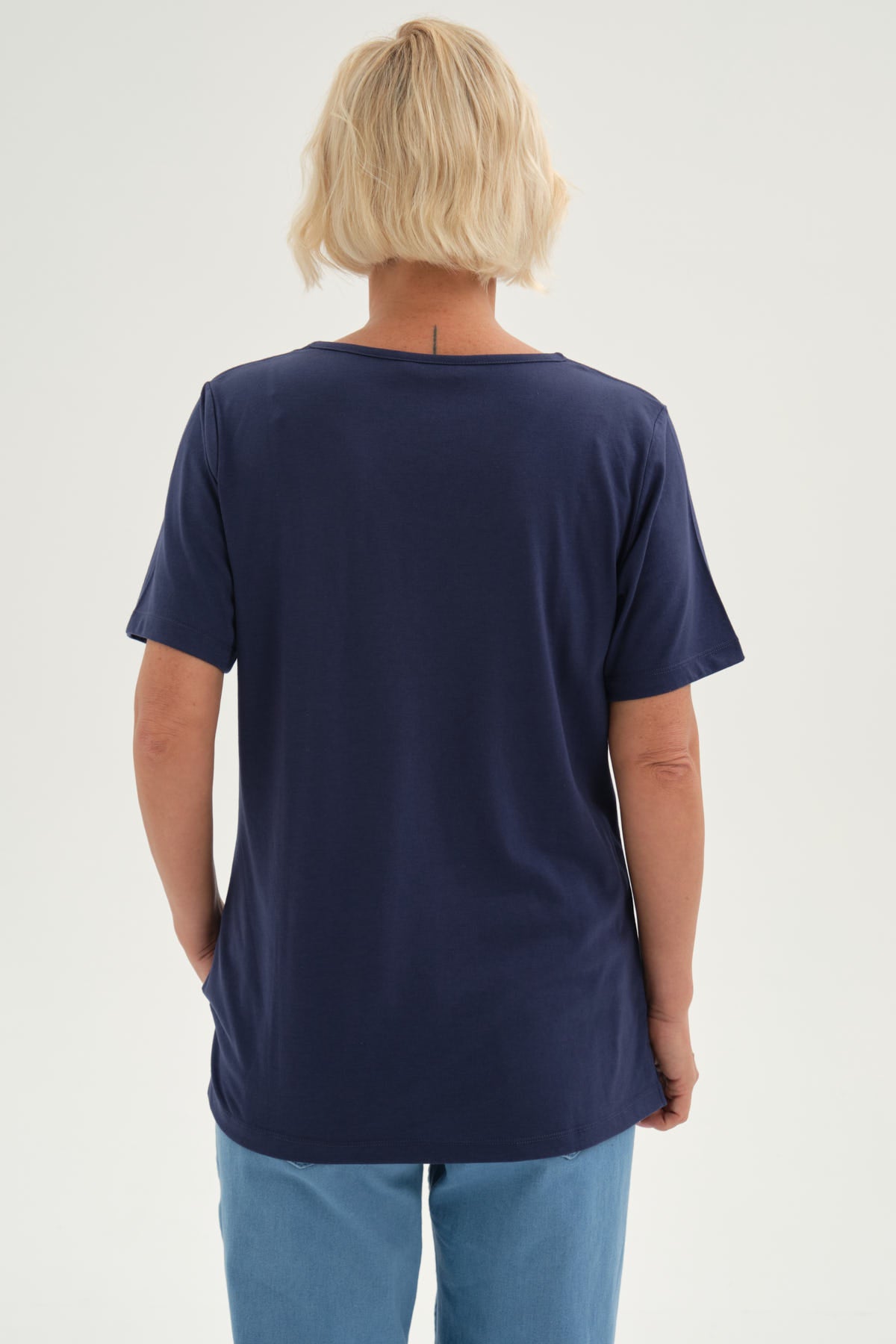 Polera Mujer Lisa Azul