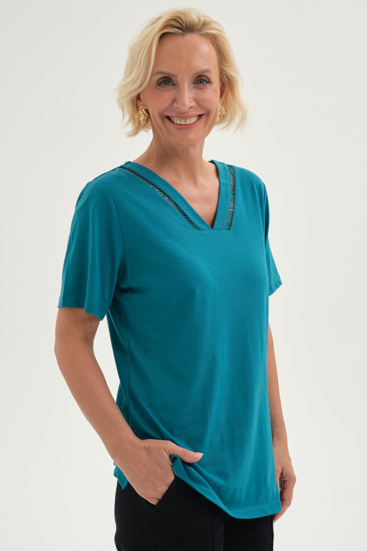 Polera Mujer Lisa Turquesa