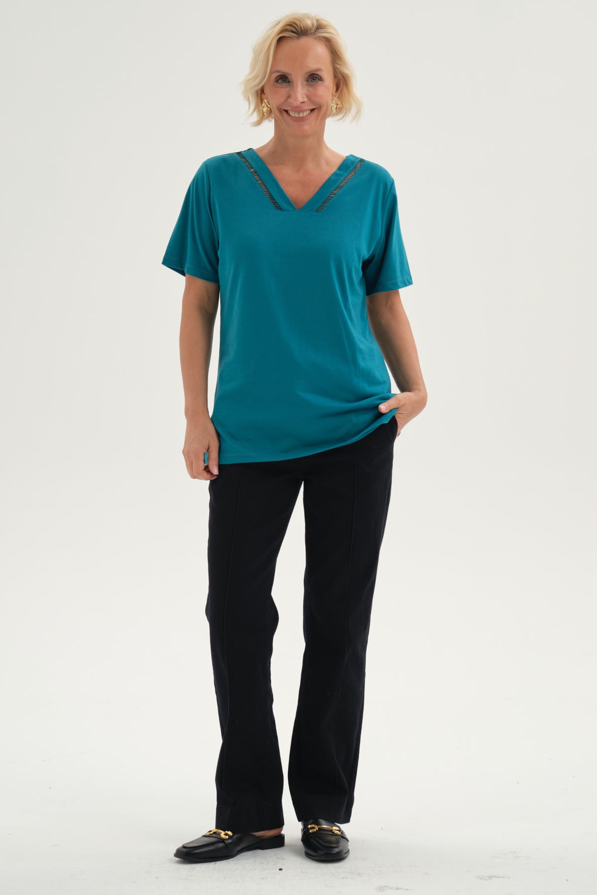 Polera Mujer Lisa Turquesa