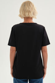 Polera Mujer Detalle Hombro Negro
