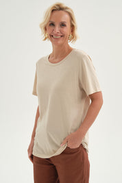 Polera Mujer Con Tachas Beige