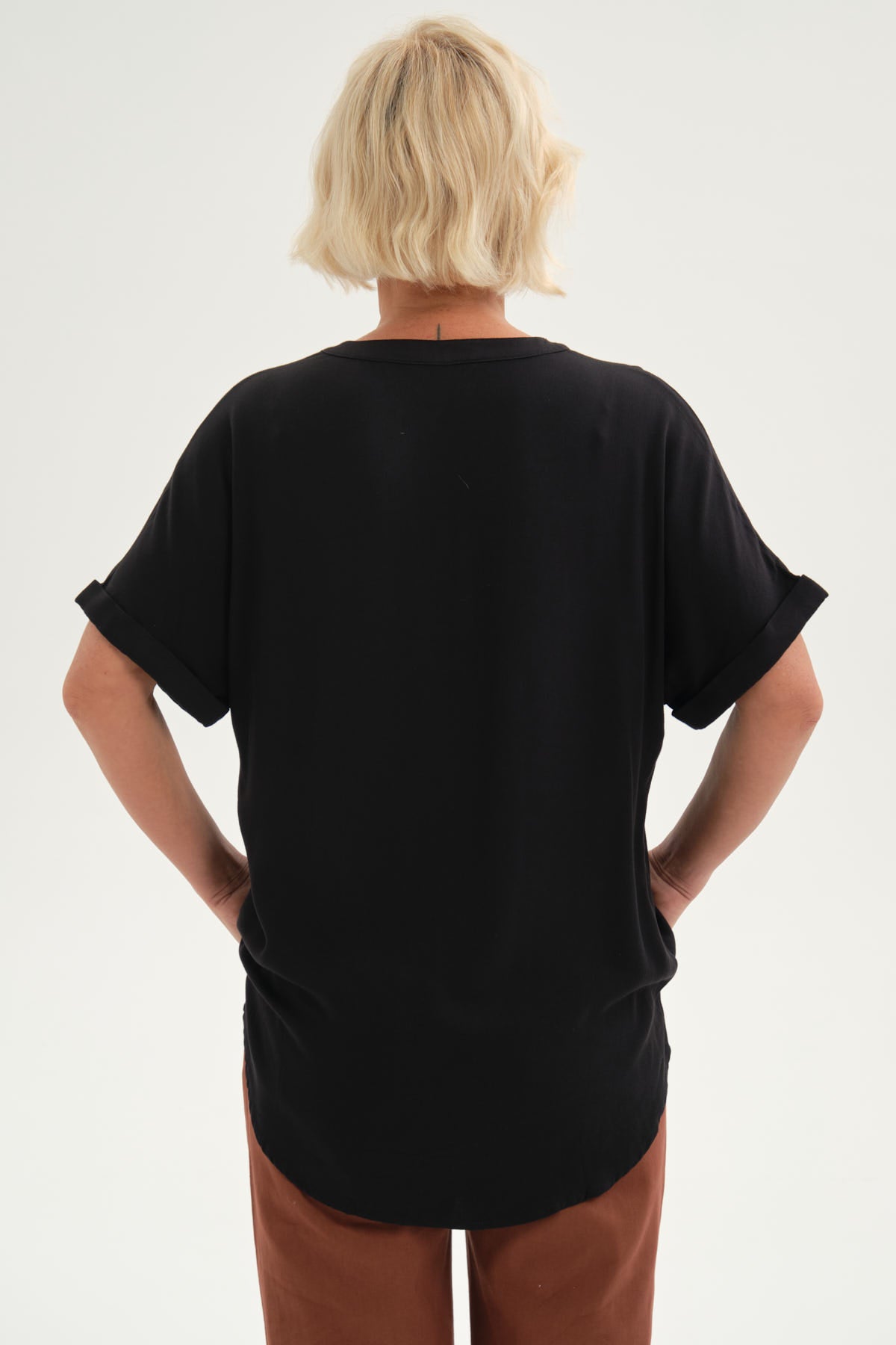 Blusa Mujer Lisa 2 Tapetas Negro
