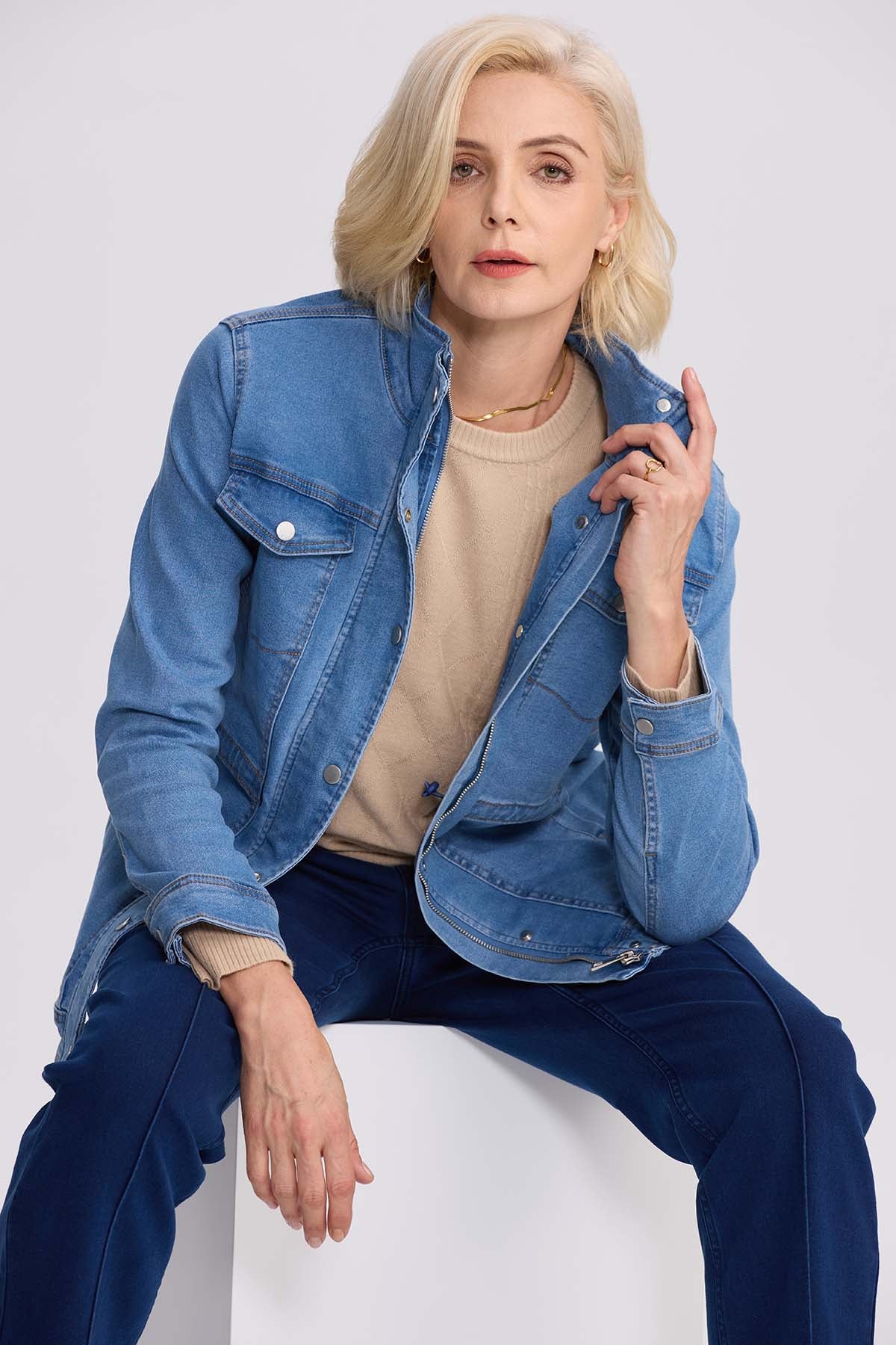 Chaqueta Mujer Denim Azul Claro