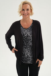 Polera Mujer Tapado Print Negro