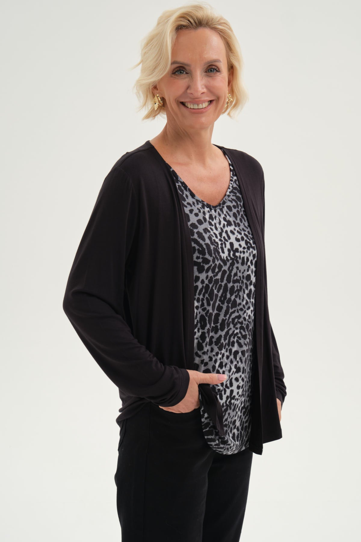 Polera Mujer Tapado Print Negro