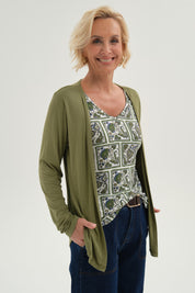 Polera Mujer Tapado Print Verde Militar