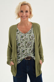 Polera Mujer Tapado Print Verde Militar