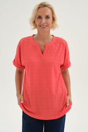 Polera Mujer Tachitas Naranjo Oscuro