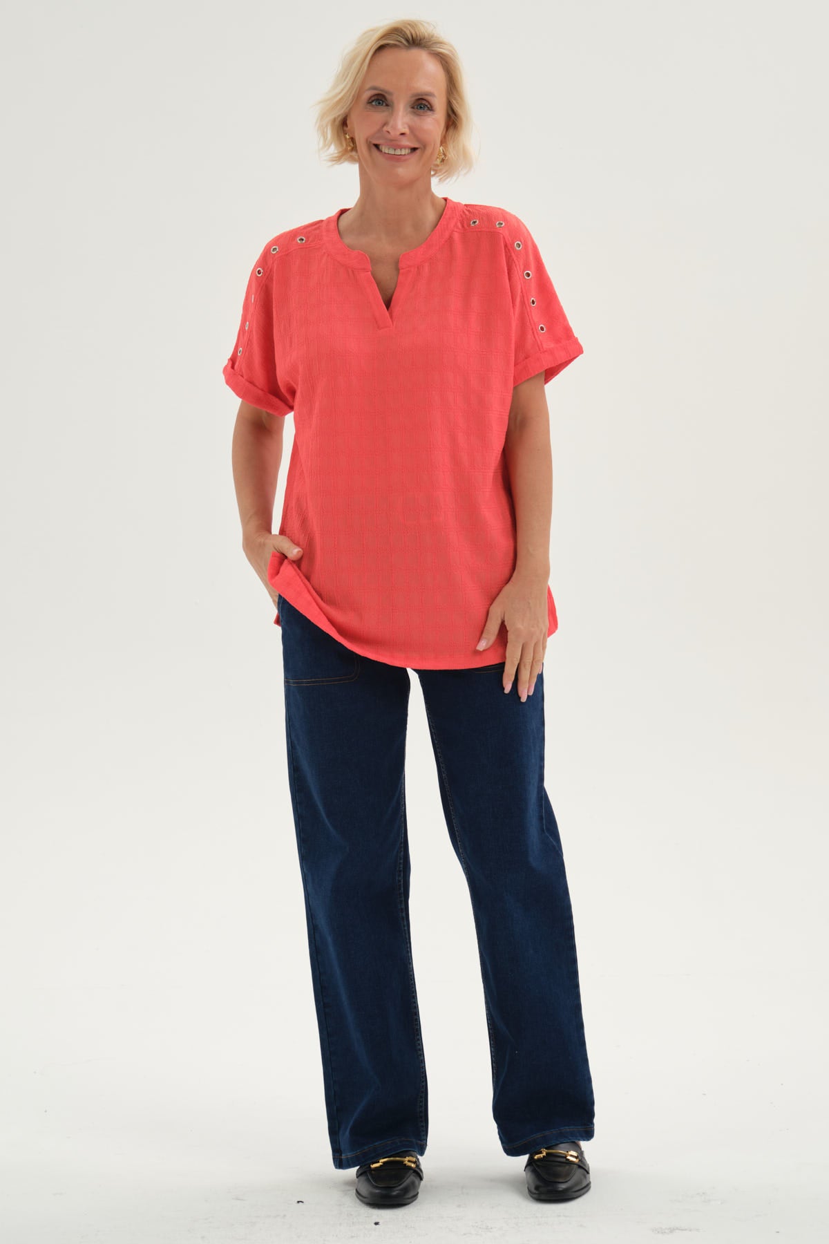 Polera Mujer Tachitas Naranjo Oscuro