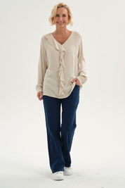 Blusa Mujer Con Tachas Beige