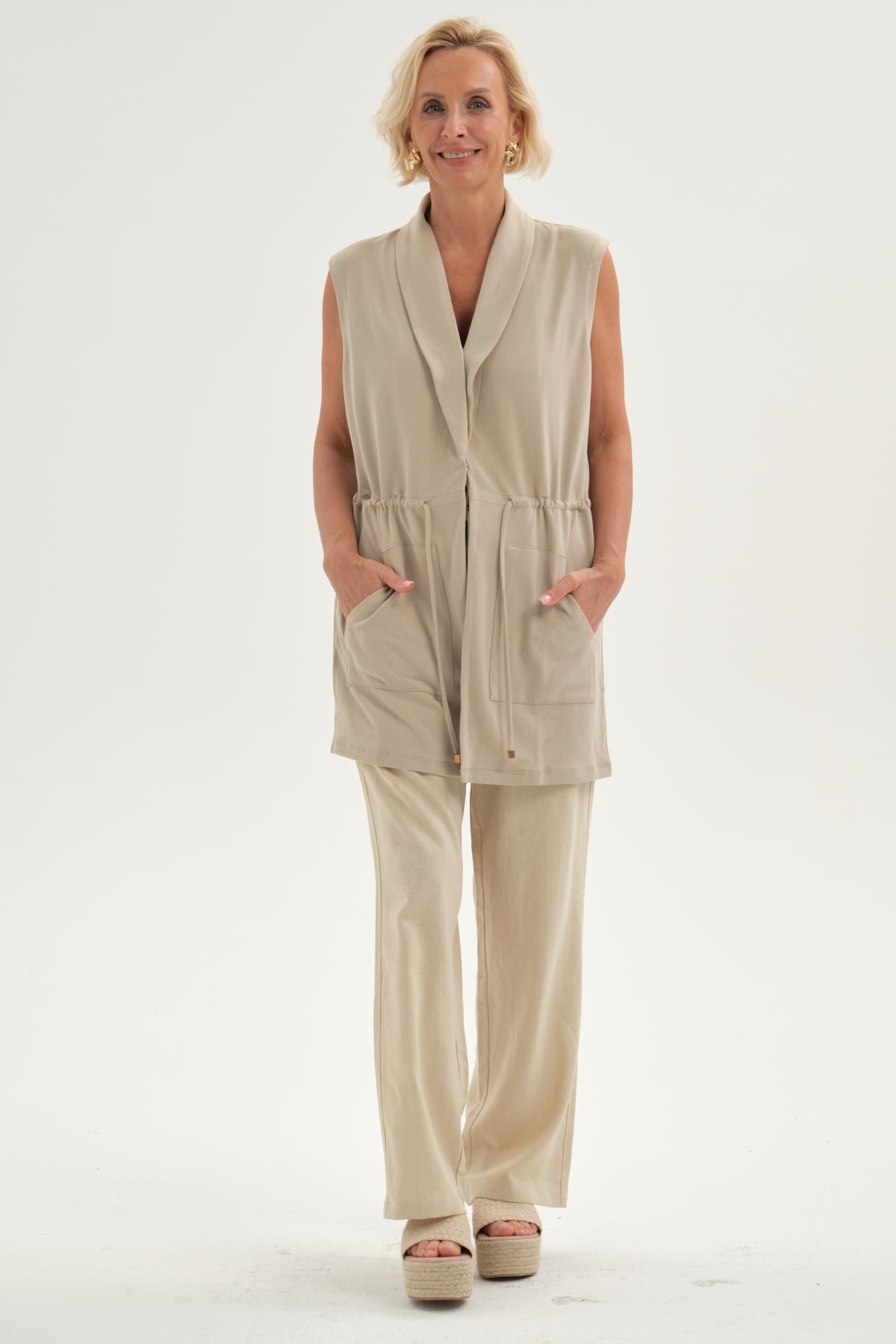 Sweater Mujer Abierto Beige