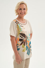 Polera Mujer Estampada Beige