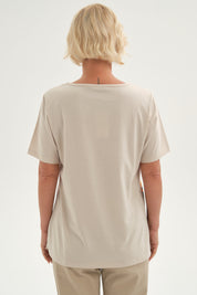 Polera Mujer Estampada Beige