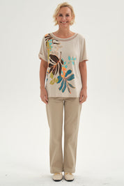 Polera Mujer Estampada Beige