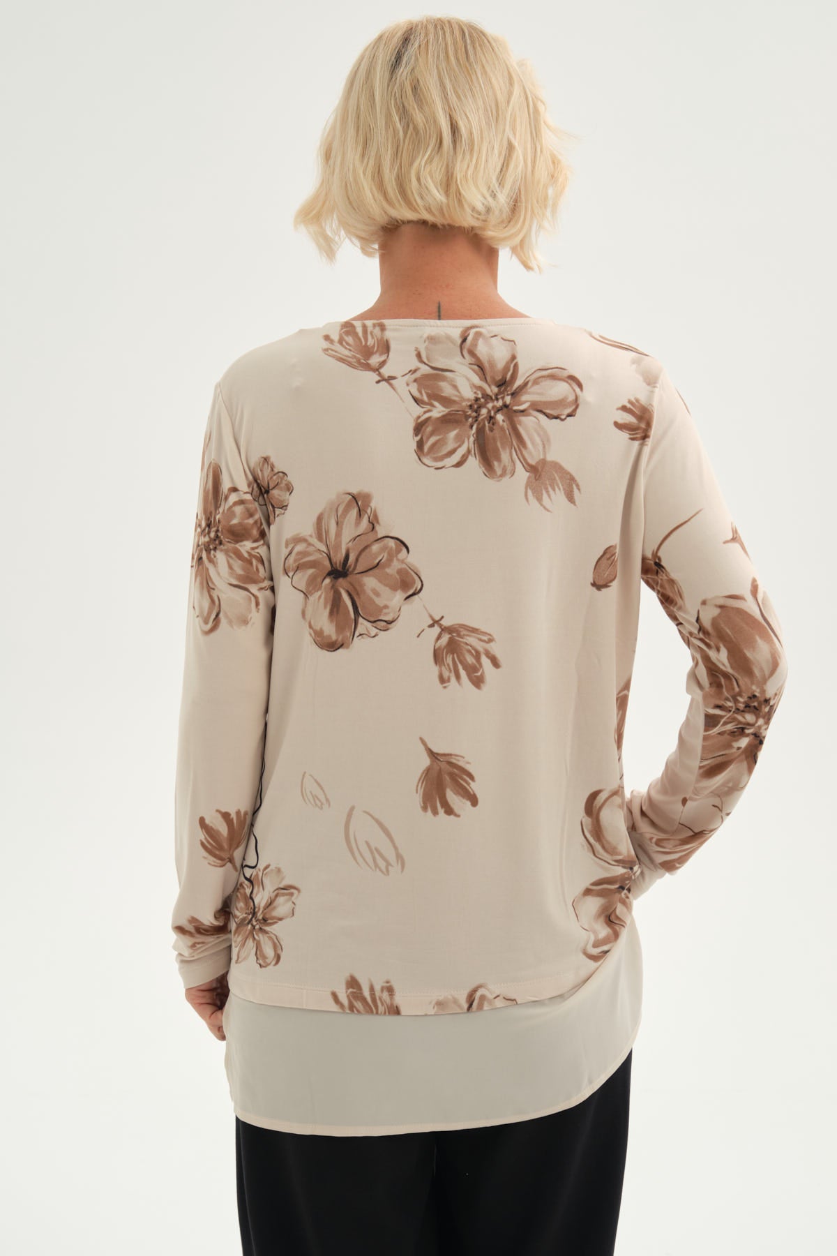 Polera Mujer Evasé Con Aplicación Beige