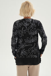 Polera Mujer Evasé Con Aplicación Negro