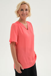 Blusa Mujer Vuelo Aplicación Coral