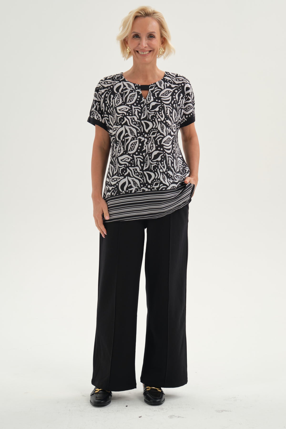 Blusa Mujer Full Estampado Negro