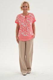 Blusa Mujer Full Estampado Coral