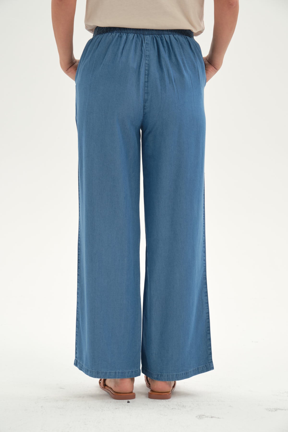 Jeans Mujer Tencel Pretina Elasticada Azul Claro