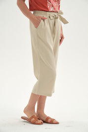 Pescador Mujer Lino Basta Roll Up Beige