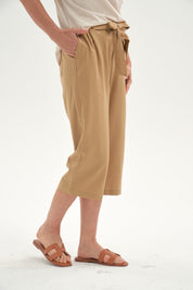 Pescador Mujer Lino Basta Roll Up Camel