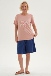 Bermuda Mujer Pretina Elasticada Azul