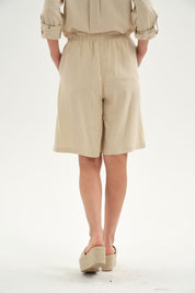 Bermuda Mujer Pretina Elasticada Beige