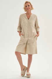 Bermuda Mujer Pretina Elasticada Beige