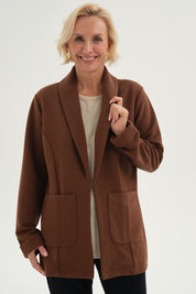 Chaqueta Mujer Abierta Cafe Claro