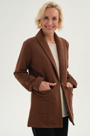 Chaqueta Mujer Abierta Cafe Claro