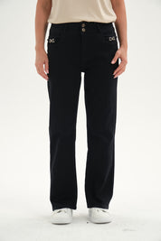 Jeans Mujer Flare Tiro Alto Negro