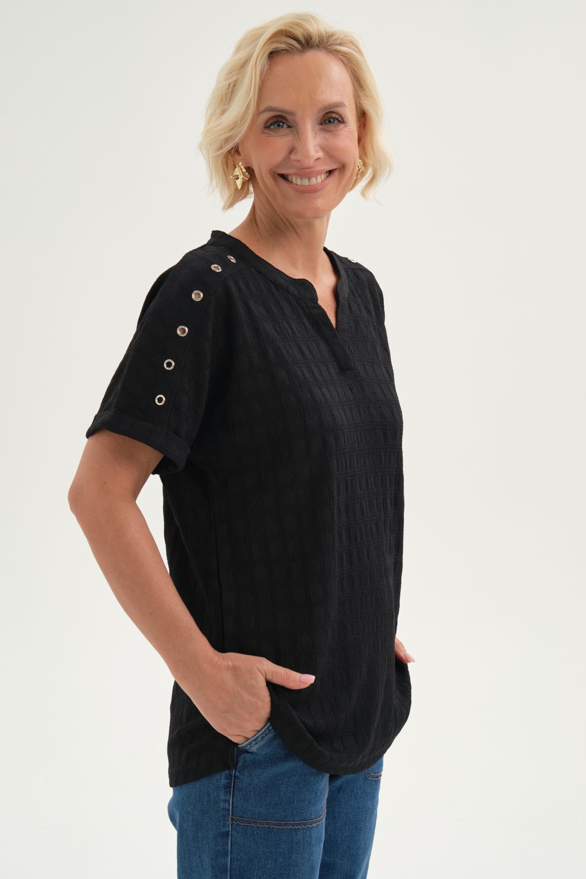 Polera Mujer Tachitas Negro