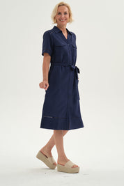 Vestido Mujer Cintura Ajustable Azul